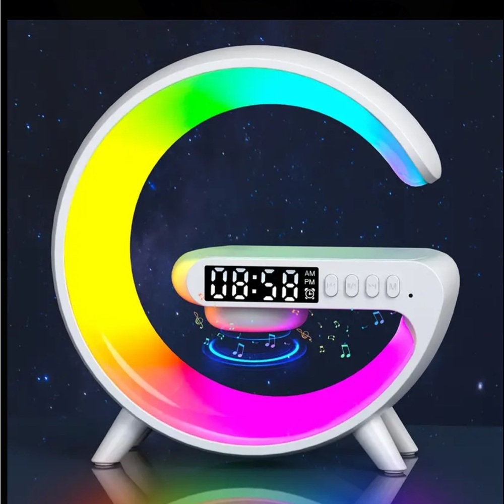 Wireless Speaker Table Lamp - RGB Rhythm Light, Fast Charging, Sunrise